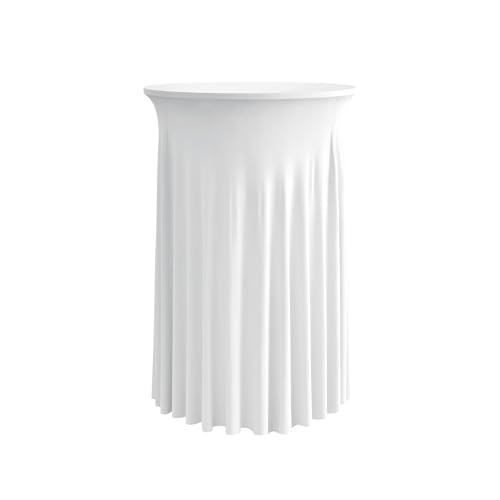 Round Spandex Cocktail Table Covers with Skirts, 24x43 Inch, White, 6 Pack by KeyWave - Used condition - US$45.99