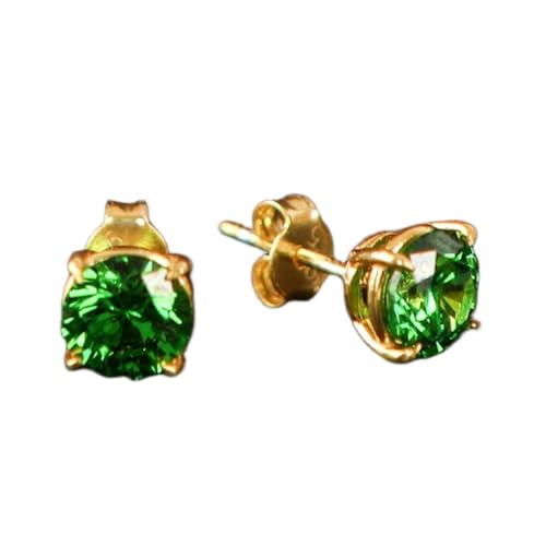 Émeraude naturelle boucles d'oreilles en argent plaqué or cadeau idéal femme