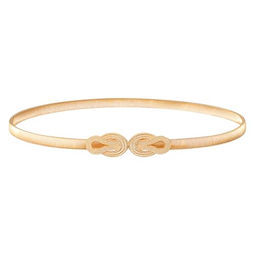 Skinny Metal Waist Belt for Women, Elastic Metal Skinny Stretch Chain Belt Fancy Thin Waist Belt Dress Belt Fashion Waist Accessories for Women