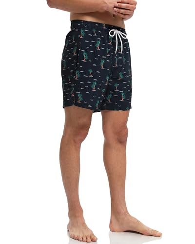 Image of Mens Swim Trunks Compression Liner No Mesh Swimming Trunks Men Swimwear Quick Dry Above Knee Zipper Pocket Swim Shorts