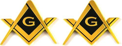 Emblemas masónicos para coche metálicos anticorrosión juego de 2 insignias doradas duraderas