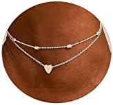 JECOMY Dainty Anklet for Women Silver Anklet Waterproof Ankle Bracelets Layered Heart Anklet Cute Beaded Chain Anklets Summer Jewelry Gift for Girls