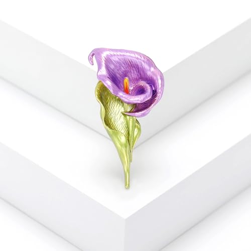 Image of Calla Lily Brooch for Women Enamel Calla Lily Lapel Pins Jewelry Gifts for Mom Wife Elegant Dress Accessories