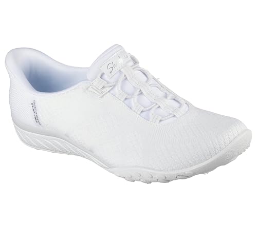 Skechers Modern Comfort Women's Women's Breathe Easy-Knitty Waves Hands Free Slip-Ins Sneaker, White, 11