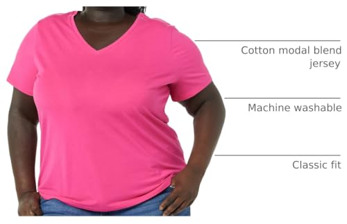 Image of Amazon Essentials Women's Plus Size Short-Sleeve V-Neck T-Shirt