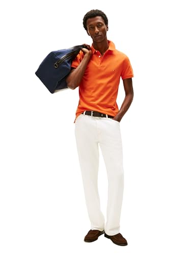 Image of Tommy Hilfiger Men's Short Sleeve Polo Shirts in Slim Fit with Stretch and Organic Pique Cotton