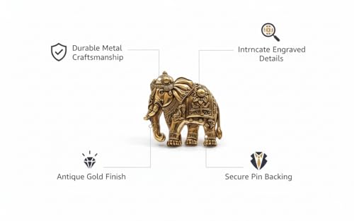 Image of Antique Gold Brooch Pin for Men Women Vintage Saree Blazer Coat Lapel Fashion Jewellery