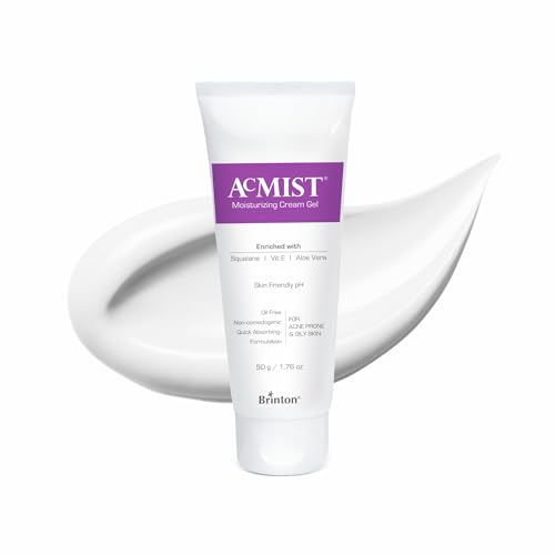 Brinton AcMist Moisturizing Cream Gel for Acne-Prone & Oily Skin | With Vitamin E, Aloe Vera &...