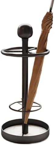 Round Umbrella Stand Holder with Handle & Hooks, Space-Saving Umbrella Rack for Home, Office & Hotel, Stylish Black & Gold Cane Racks (30x52cm)