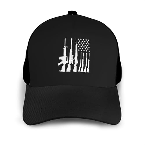 Gun American Flag Bonnets Curved Brim Mesh Baseball Cap Casual Sun Hat Unisex3