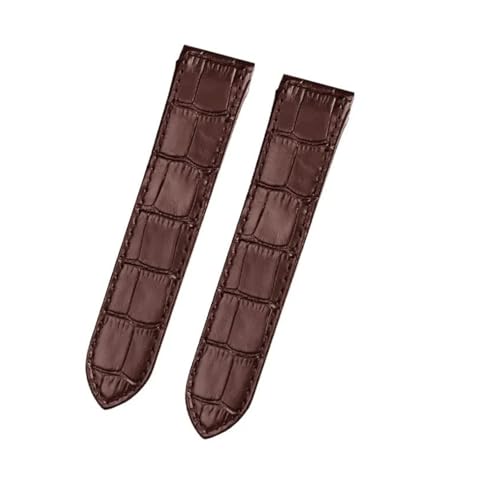 JVEIWAD Correa de reloj cuero compatible con Cartier Santos 100, correa hebilla plegable for hombre y mujer, 20 mm 23(Brown NO Buckle,20mm)