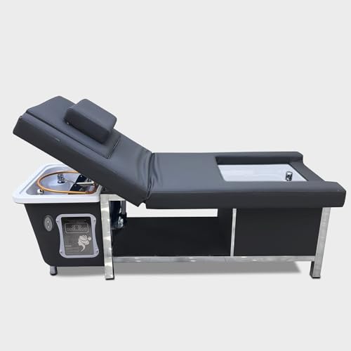 Electric Shampoo Bed – Reclining Backwash Chair with Ceramic Bowl & Footrest – Spa-Grade Hair Washing Station for Salon Professionals