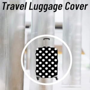 Miniatura 5 de Funda De Equipaje, 3 Tamaños 3 Patrones Funda Protectora De Maleta De Viaje Elástica A Prueba De Polvo Bolsa Protectora De Equipaje Para Viaje S-Puntos Blancos Y Negros