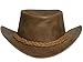 BRANDSLOCK Cowboy Hat Leather Outback Sun Hat with Chin Cord (Tan, S)