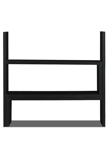 Image of SBF Furniture Wooden Bookcase for Home Office and Library Engineering Wood Space Saving Bookrack Freestanding Books Holder Stylish Book Organizer (Square 3 Step) (Black) DIY(Do-It-Yourself)