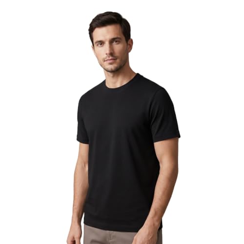 Image of NOBERO 100% Cotton T Shirts for Men Stylish | Regular Fit | Solid T Shirts for Men 180 GSM Combed Cotton | Round Neck Half Sleeve