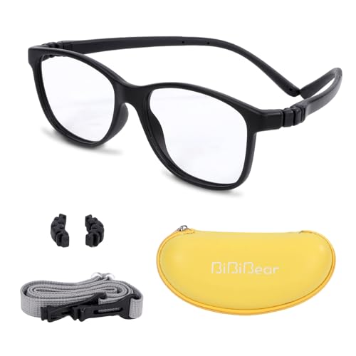 BiBiBear Kids Glasses Non-Prescription TR90 Frame Black