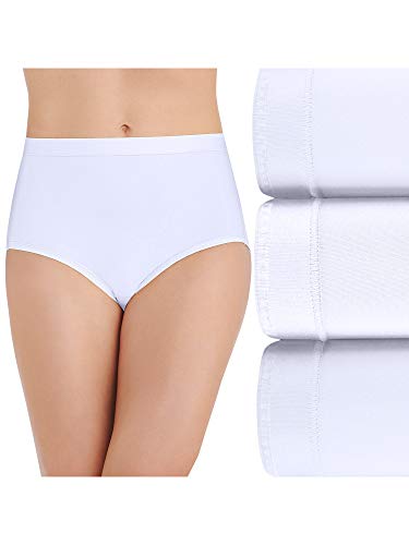 Vanity Fair Women's Comfort Where It Counts No Ride Up Panties, Brief-3 Pack-White, 10