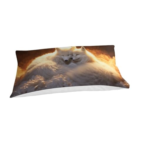 Housses de couettes loup imprimé dessin parure de lit microfibre single