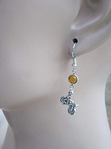 Bicycle Birthstone Earrings, Personalized Fixed Gear Bike Earrings, Athletic Earrings, Biker Jewelry #TOP1