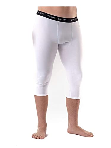Calça Legging Curta Térmica Frio de Compressão Esportiva Masculina (M, Branco)