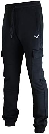 Screenshot SPORTS-A4052 Mens Premium Slim Fleece Pants Cargo Pockets - Athletic Utility Jogger Fitness Workout Gym Sweatpants-Black-3XLarge