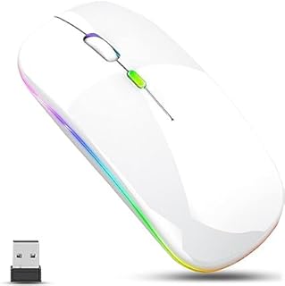 2.4 GHz Wireless Bluetooth Mouse | Cordless Mouse for Laptop | Bluetooth mouse for laptop Slim Silent Mice Ergonomic Design | Rechargeable Wireless Mouse Compatible with iDevices &PC. (white)