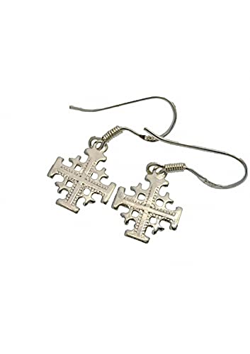 Sterling Silver (925) Tangled Earrings. Handcrafted In The Holy Land Jerusalem Crusader's Cross. #TOP19