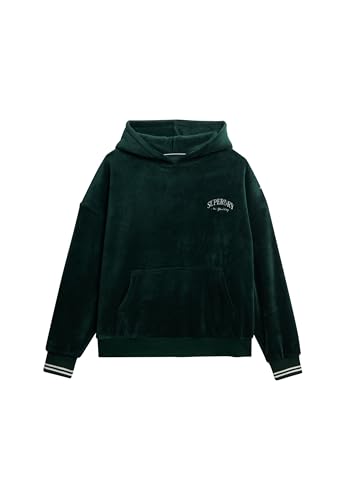 Superdry Damen Country Club Velour Relaxed Hoodie Emaillegrün 42