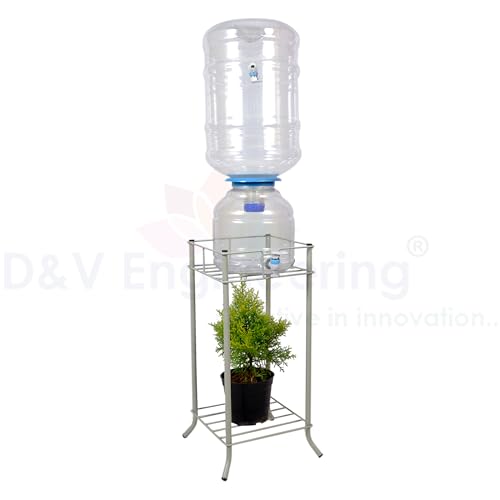 Image of D&V Engineering Metal Water Dispenser Stand, Water Bottle Holder, Plant Stand (Squre, Grey)