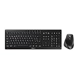 Cherry Stream Desktop, Pack de Teclado y ratón inalámbricos, distribución de Teclado español (QWERTY), radiofrecuencia 2,4 GHz, Teclas silenciosas, a Pilas, Negro