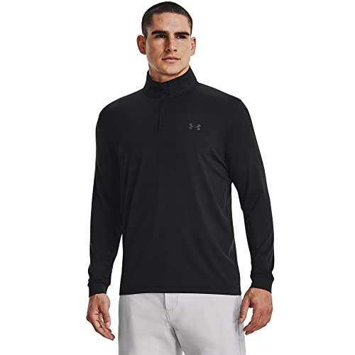 Under Armour Men's Playoff 1/4 Zip Long-Sleeve T-Shirt, Black (001)/Electric Tangerine, Large