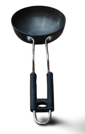 S Cart Hard Anodized Tadka Pan | Wagaria Pan for Frying Dal/Spices | Flame Safe Gas Stove Safe | Stainless Steel Handle | Scratch Resistant, Black