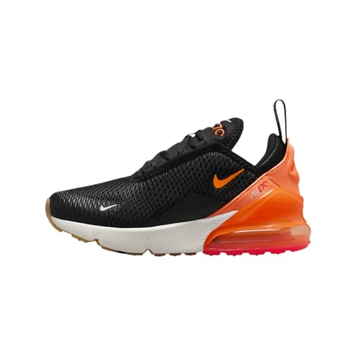 Nike Air Max 270 Little Kids' Shoe (AO2372-037, Black/Bright Crimson/Phantom/Total Orange) Size 11