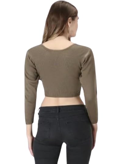 Image of Women's Winter Warm Saree Blouse Full Sleeve