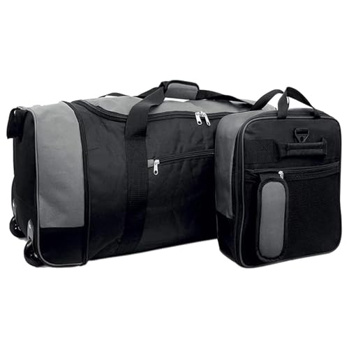 XPLR Foldaway Holdall with Wheels Lightweight 80L Travel Bag with Durable Wheels Pull Handle & Shoulder Strap Foldable Luggage for Gym Hiking Camping Holidays & Travel Compact & Spacious