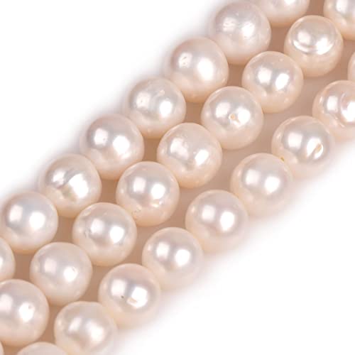 Freshwater Cultured Pearl Beads for Jewelry Making Natural Gemstone Semi Precious 10-11mm White 15" JOE FOREMAN
