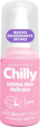 Chilly, Deodorante Intimo Delicato, Azione Lenitiva e Protettiva, Adatto a Pelli Sensibili, Fragranza Leggera, Dona Freschezza e Igiene Intima, pH 5, Ideale per Uso Quotidiano, 50 ml