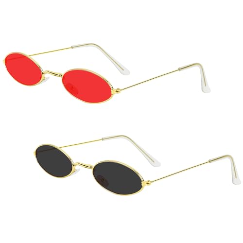 AUYAO Gafas de Sol Mujer, 2pcs Gafas de Sol Ovaladas Vintage