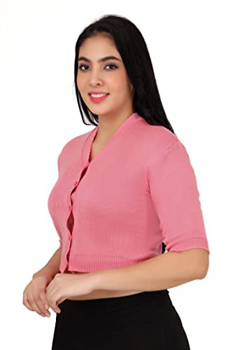 Image of Women Winter Wear V-Neck Half Sleeves Regular Fit Woollen Blouse