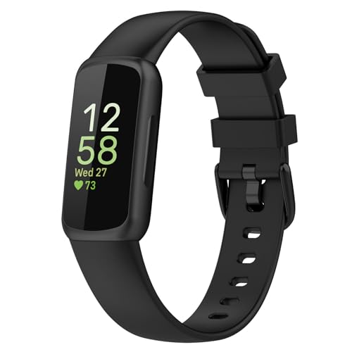 PANDA BOBO for Fitbit Inspire 3 Bands Women Men, Soft Silicone Adjustable Wristband Replacement Sport Straps Compatible with Fitbit Inspire 3 Fitness Tracker (Black, Small)