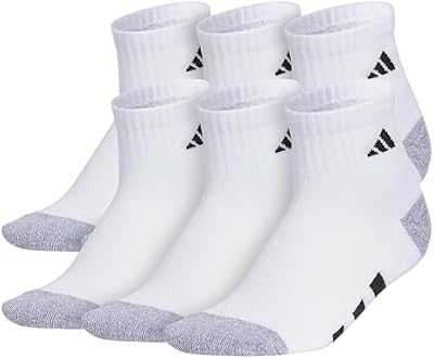 adidas Kids Cushioned Quarter Ankle Socks – 6‑Pair Pack, Durable & Comfortable for Boys & Girls (Siz...