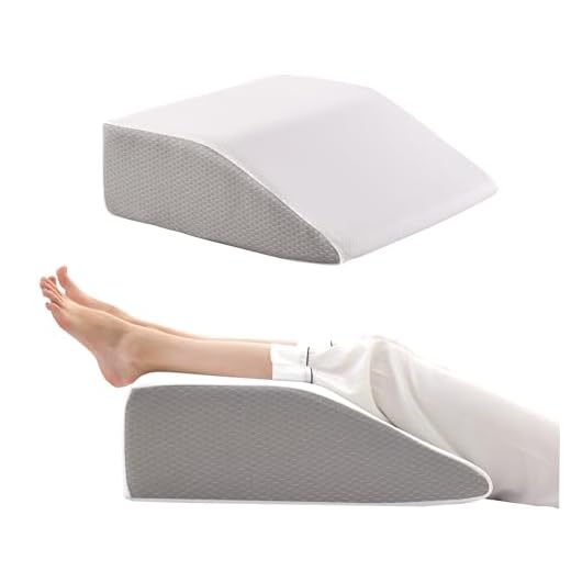 Bedluxe Leg Pillow, 8inch Leg Elevating Pillow for After Surgery, Blood Circulation, Leg Wedge Pillow for Side Sleeping, Leg Rest for Swelling, Cooling Gel Memory Foam Top, White/Grey