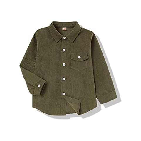 bilison Baby Boy Clothes Winter Outfit for Toddler Boys Corduroy Button Down Shirt Long Sleeve Top Army Green Cover