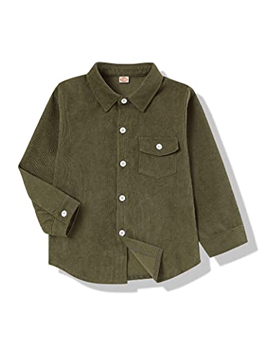 Image of bilison Baby Boy Clothes Long Sleeve Button Down Shirts Tops Baby Boy Shirt Army Green