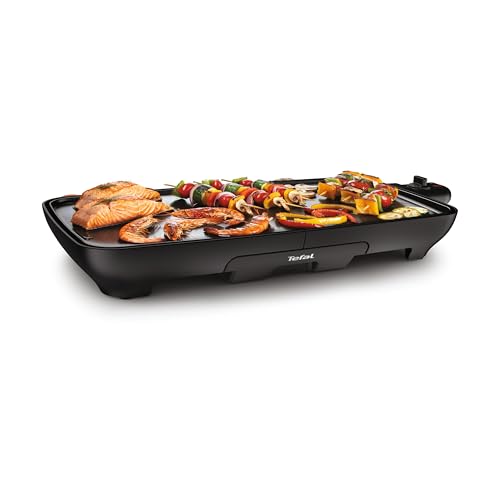 Tefal CB501812 Plancha Malaga Plaque Anti-Adhésive XL 6 à 8 Personnes Cuisson sans Ajout de Matière Grasse Tous Types d'Aliments 2000W Noir