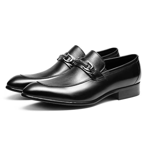 Men's Comfortable Leather Dress Shoes, Non-Slip Lace-Up Tuxedo Oxford with Pointed Toe for Formal Business or Evening Events