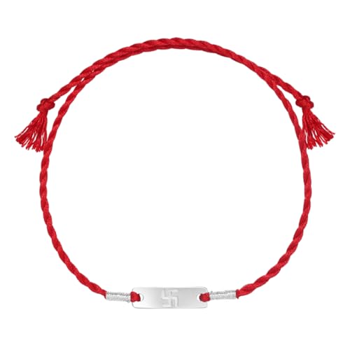 Image of ZAVYA 925 Sterling Silver Swastik Minimal Rhodium Plating Silver Rakhi | Rakhi for Brother- Rakshabandhan | Gift for Men & Boys |1 Year Plating Warranty