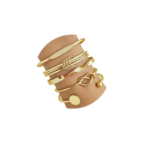 ZOVOLI Golden Bangle Bracelets Set for Women, 14k Gold-Plated Multi Layer Stackable Cuff Bracelets...