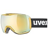 uvex downhill 2100 CV chrom gold - Skibrille für Damen und Herren - konstraststeigernd - verzerrungs- & beschlagfrei - schwarz;gold - one size